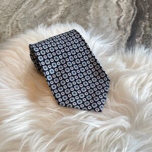Men's Navy Floral Medallion Tie - Classic Dress Tie